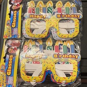 12~Colorful Funky Happy Birthday Cake Glasses w/candles party gag gift 6 1/2”